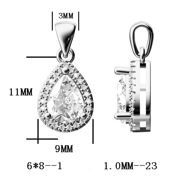 Collier poire en zircons et argent sterling