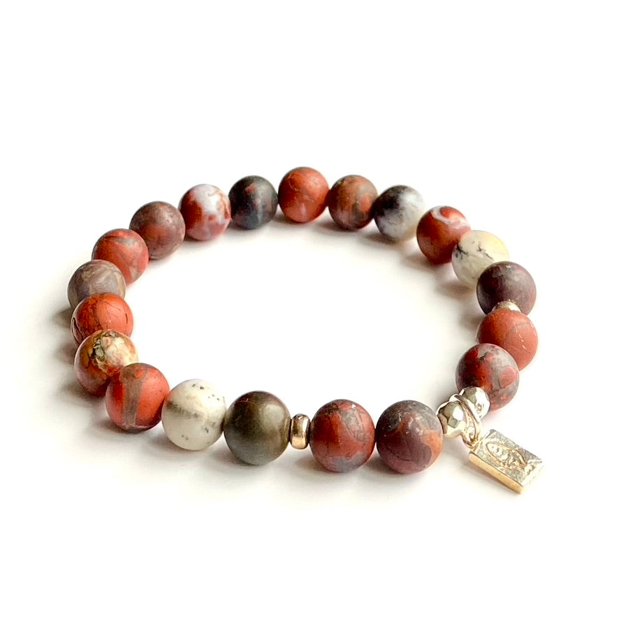 Poppy jasper and fish bracelet.