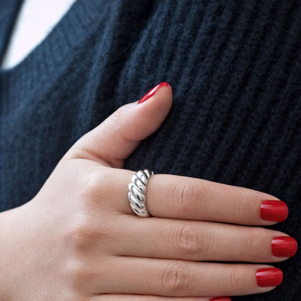Bague croissant argent