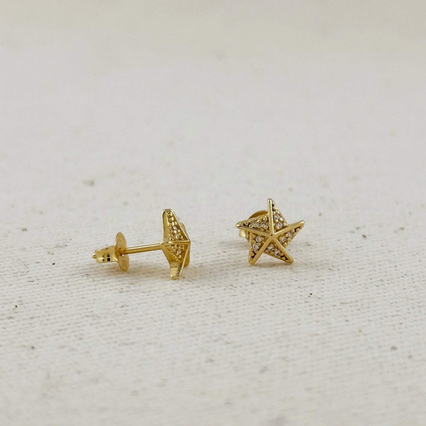 Boucles d'oreilles clous Stella a Mulinello en or rempli 18k avec CZ