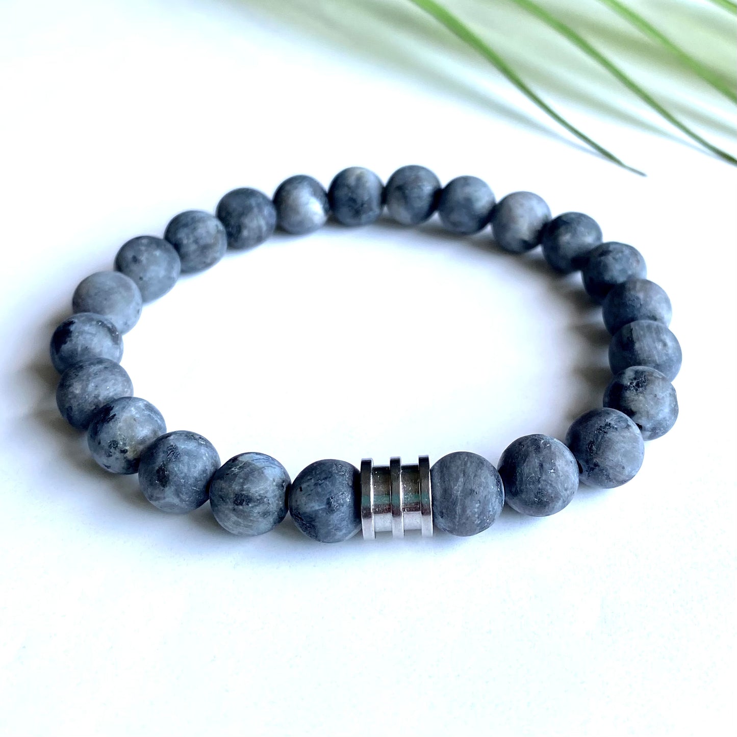 Bracelet larvikite (labradorite) noire