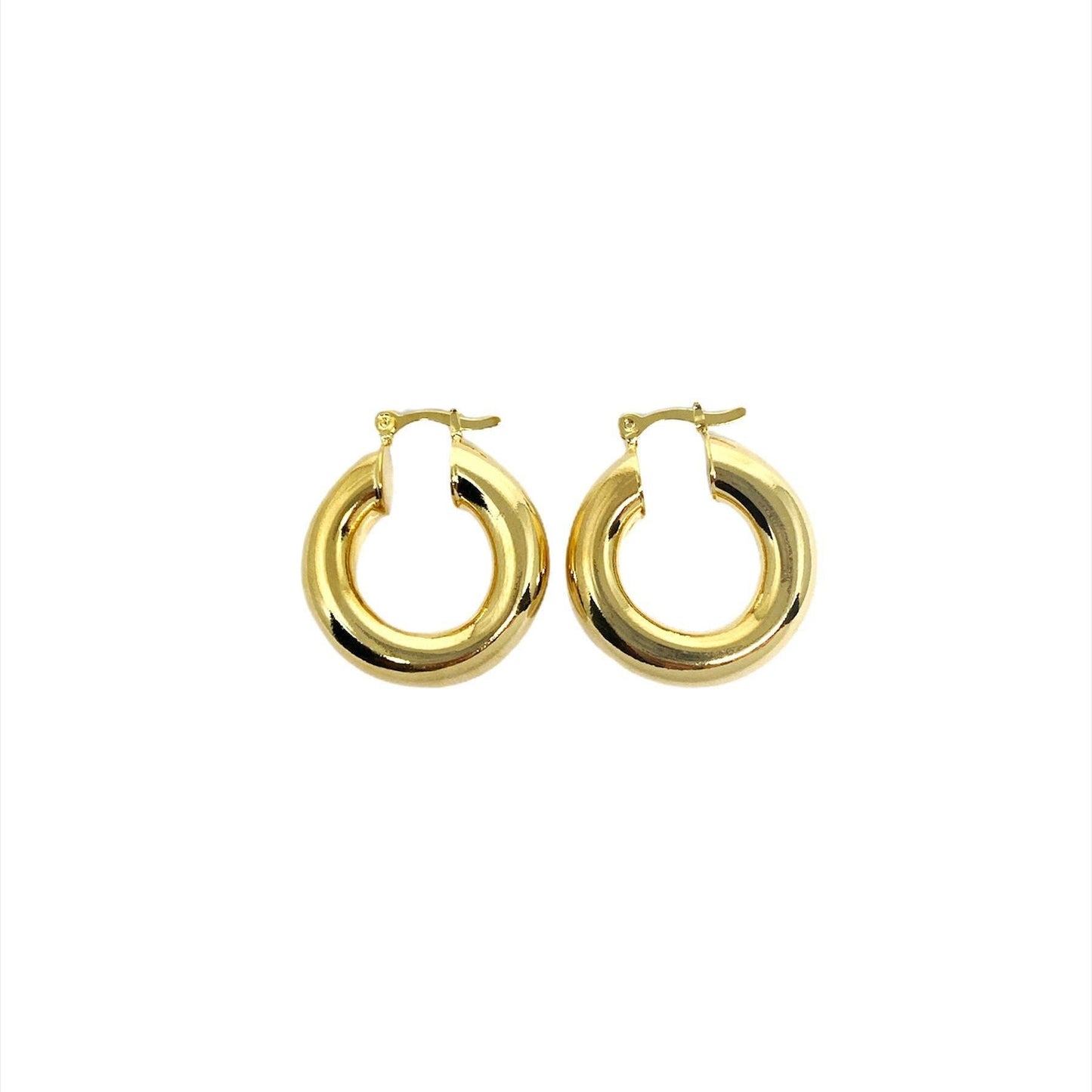 Petites créoles épaisses remplies d'or 18 carats
