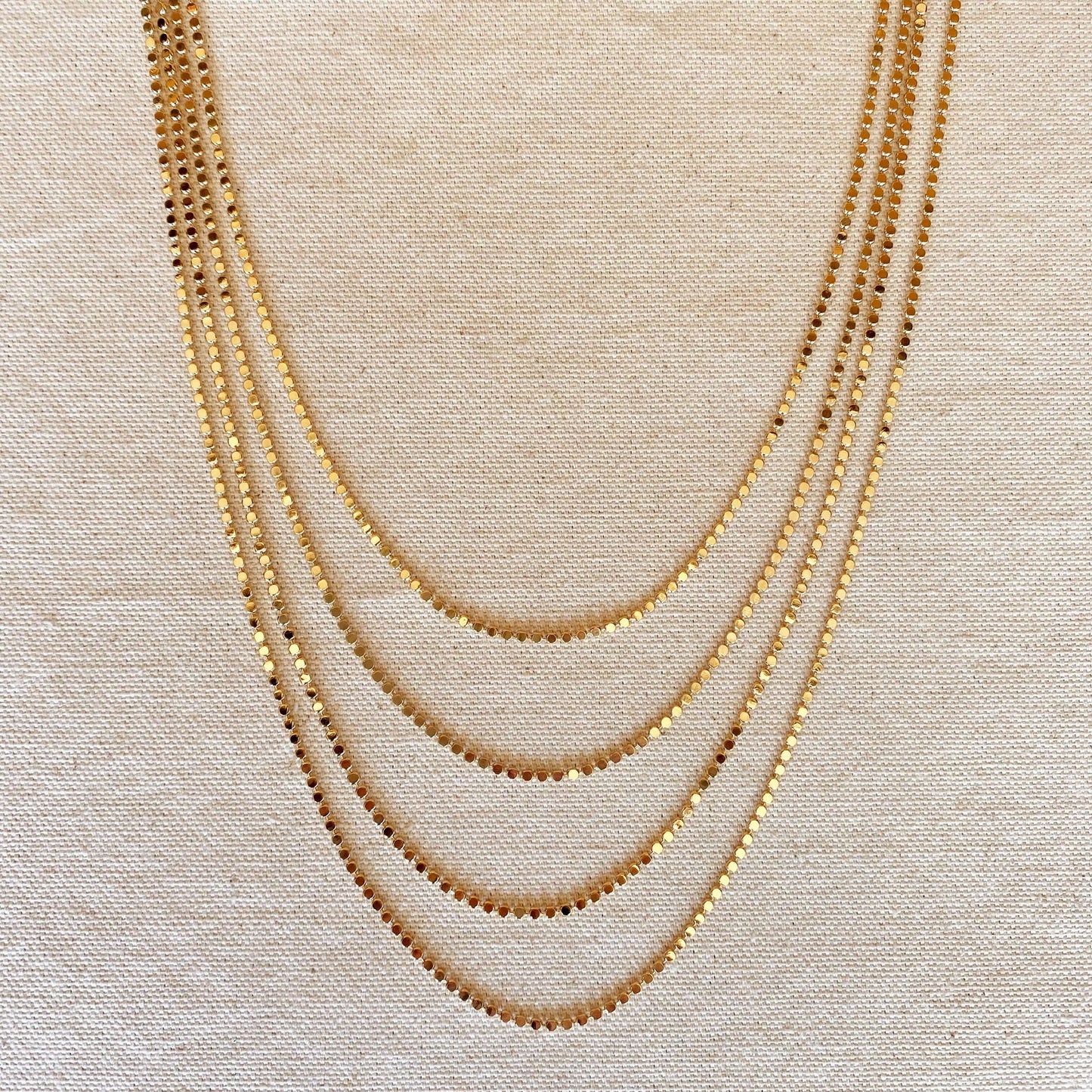 Collier chaîne à boules plates pois de 2 mm rempli d'or 18 carats