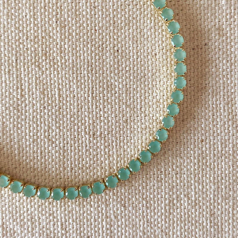Bracelet turquoise clair, en zircone cubique de 3 mm rempli d'or 18 carats