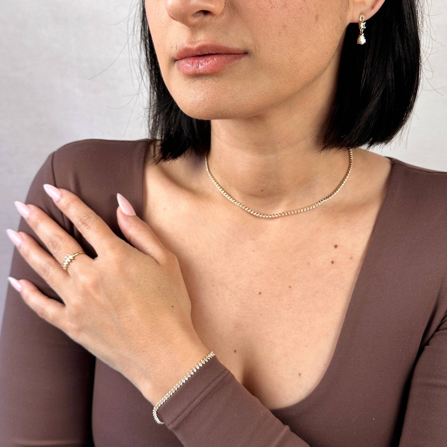 Collier de tennis Marquise rempli en or 18 carats