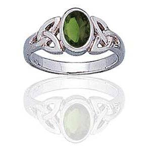 Bague en argent sterling avec nœud celtique et péridot vert véritable