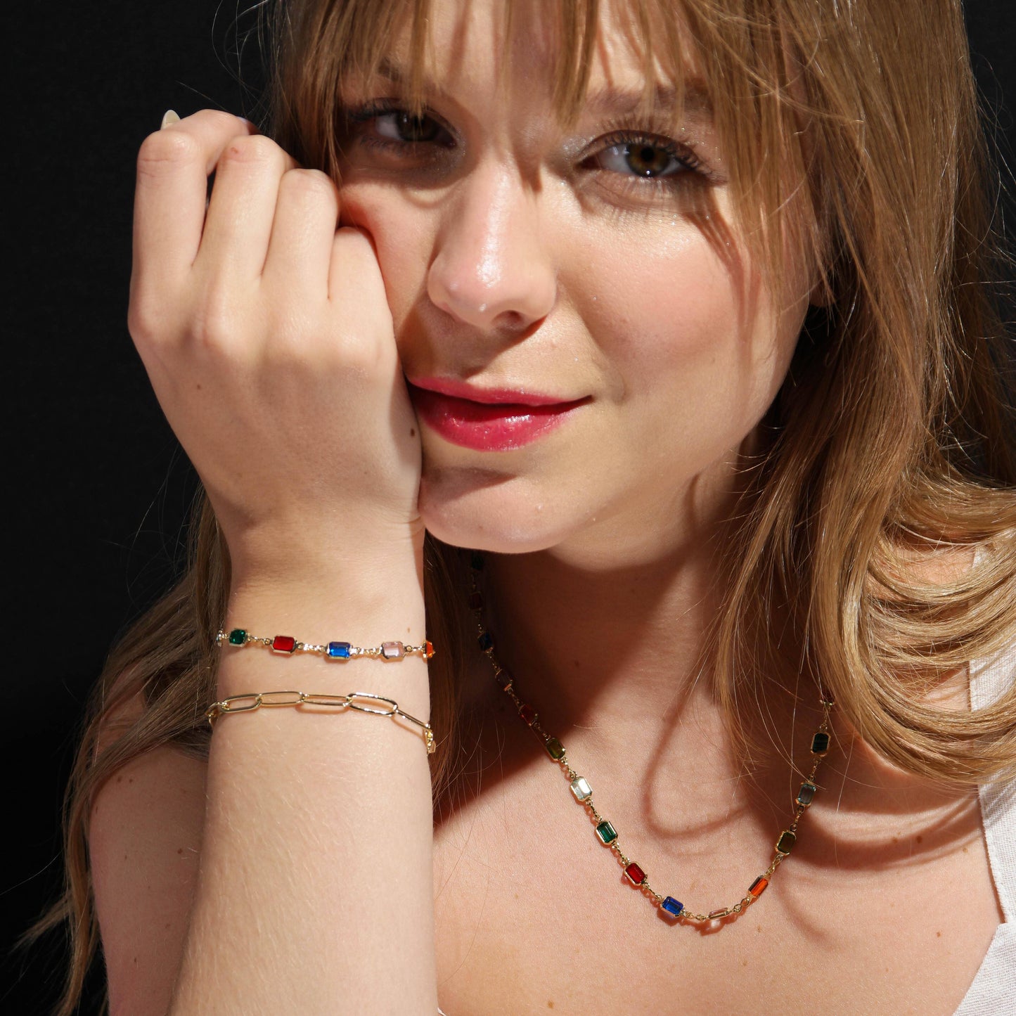 Bracelet multicolore rempli d'or 18 carats