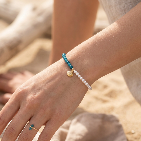 Bracelet apatite et perles d'eau douces