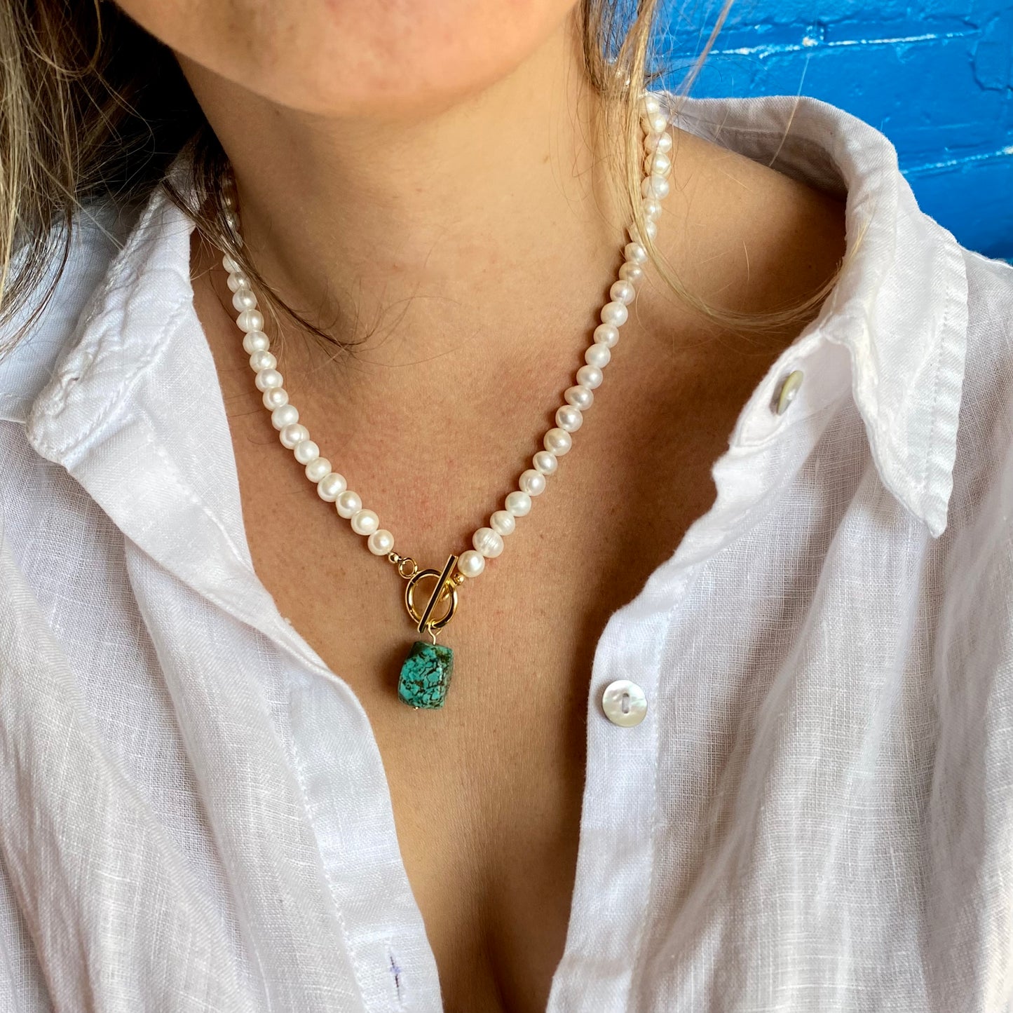 Freshwater pearl and turquoise necklace - sold out_