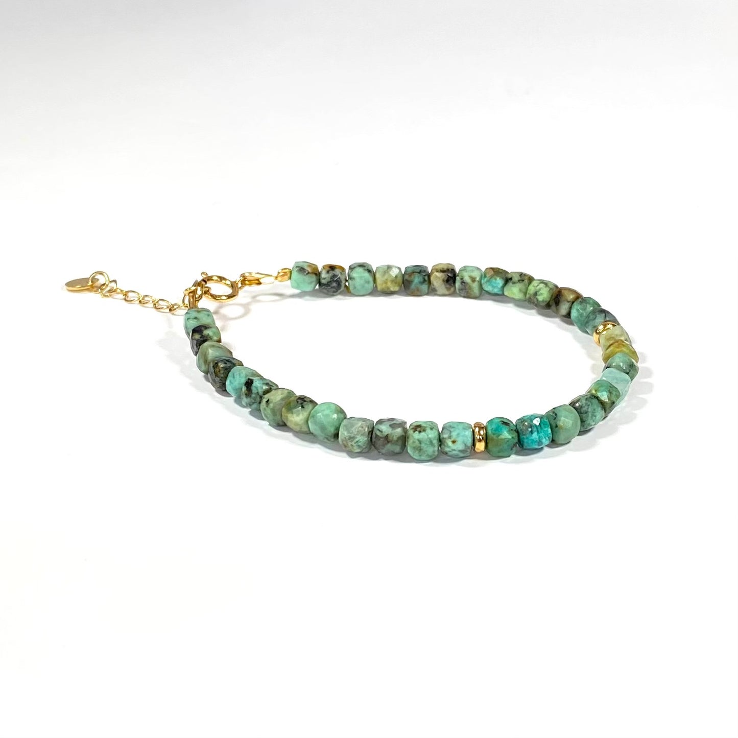 Bracelet turquoise 4 mm et or