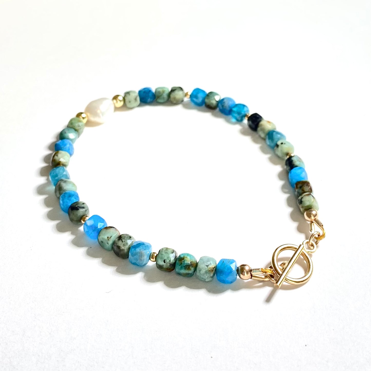 Turquoise, apatite and sterling silver bracelet