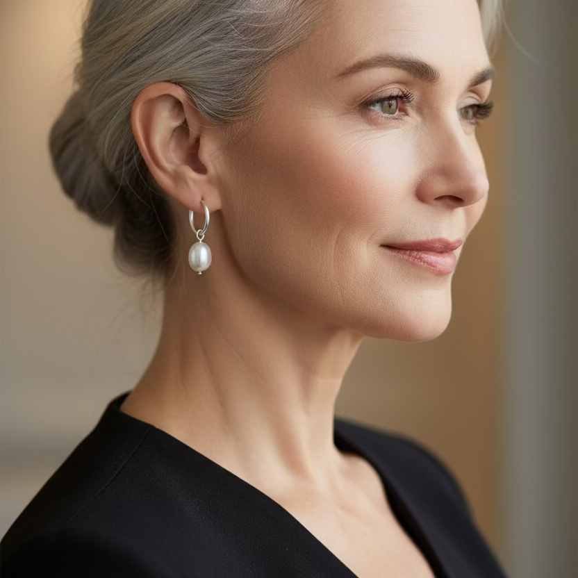 Boucles d'oreilles dormeuses et perles argent