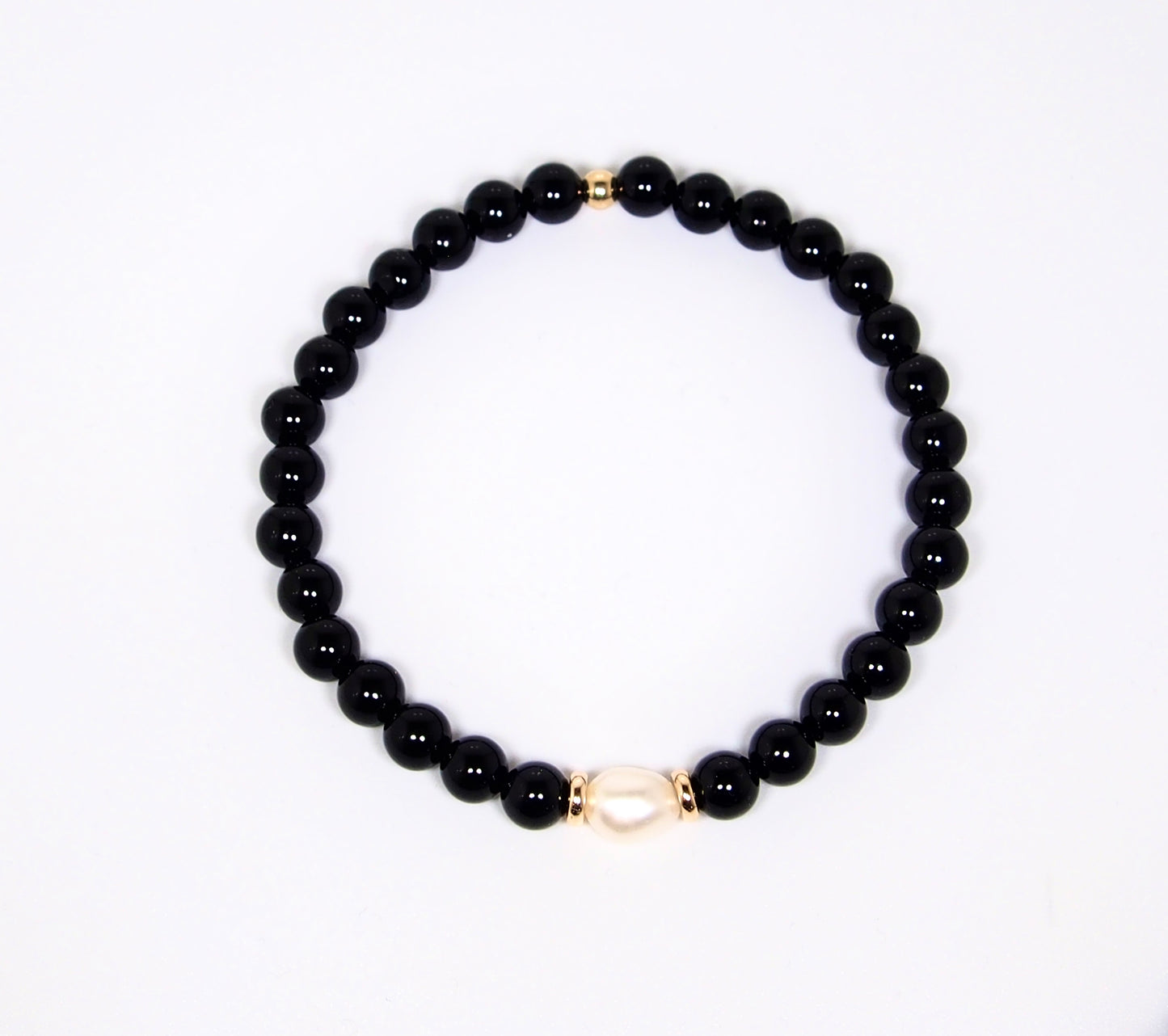 Bracelet onyx, perle et or