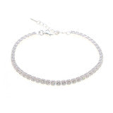 Bracelet zircons cubiques 3 mm et argent sterling, sur élastique.