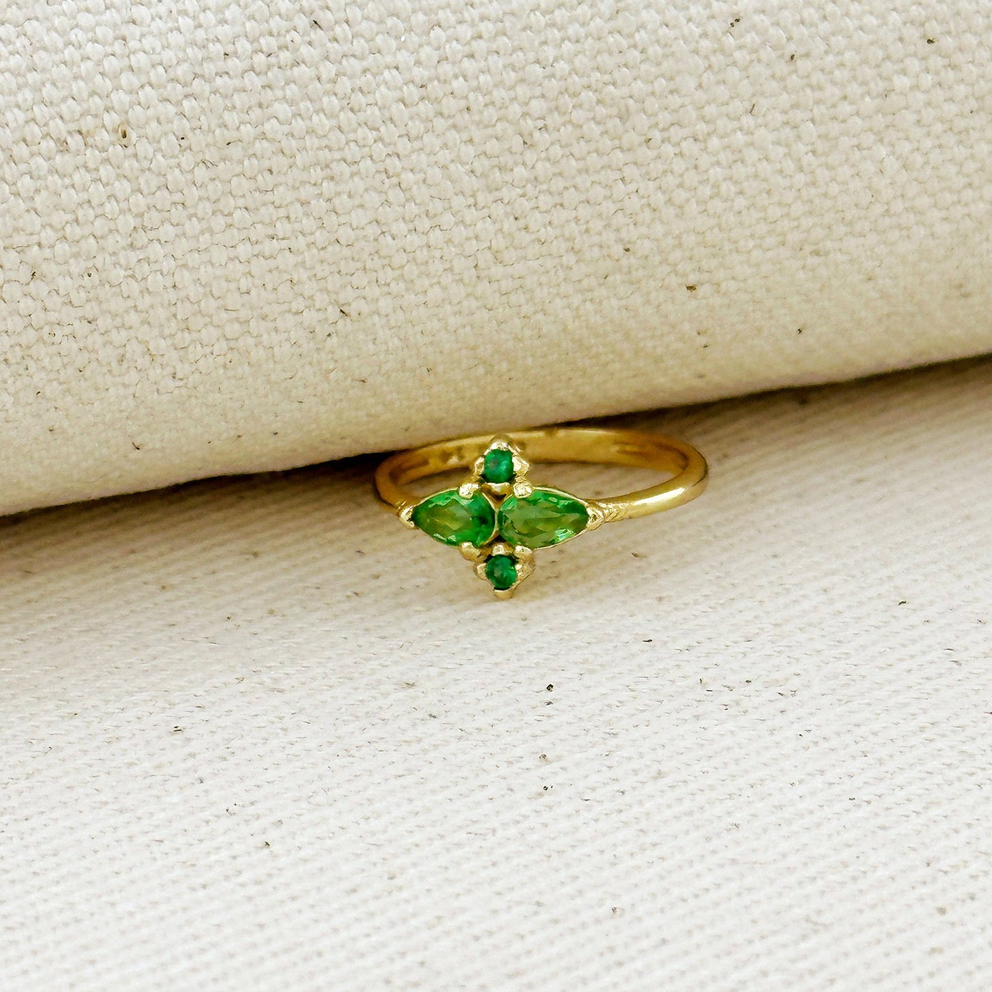Bague en zircone cubique en forme de fleur vintage en or rempli 18 carats