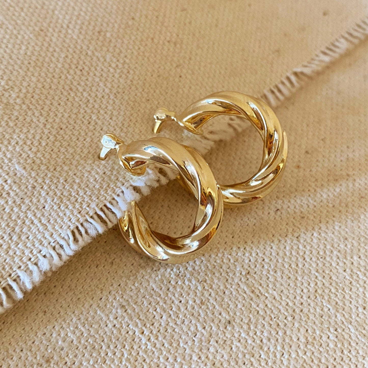 Créoles torsadées en or rempli 18 carats - Fermeture à loquet