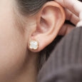 Boucles d'oreilles trèfles en argent sterling plaqué or et nacre