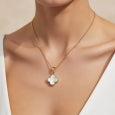 Collier trèfle à quatre feuilles en onyx noir et argent 925 ou or et nacre