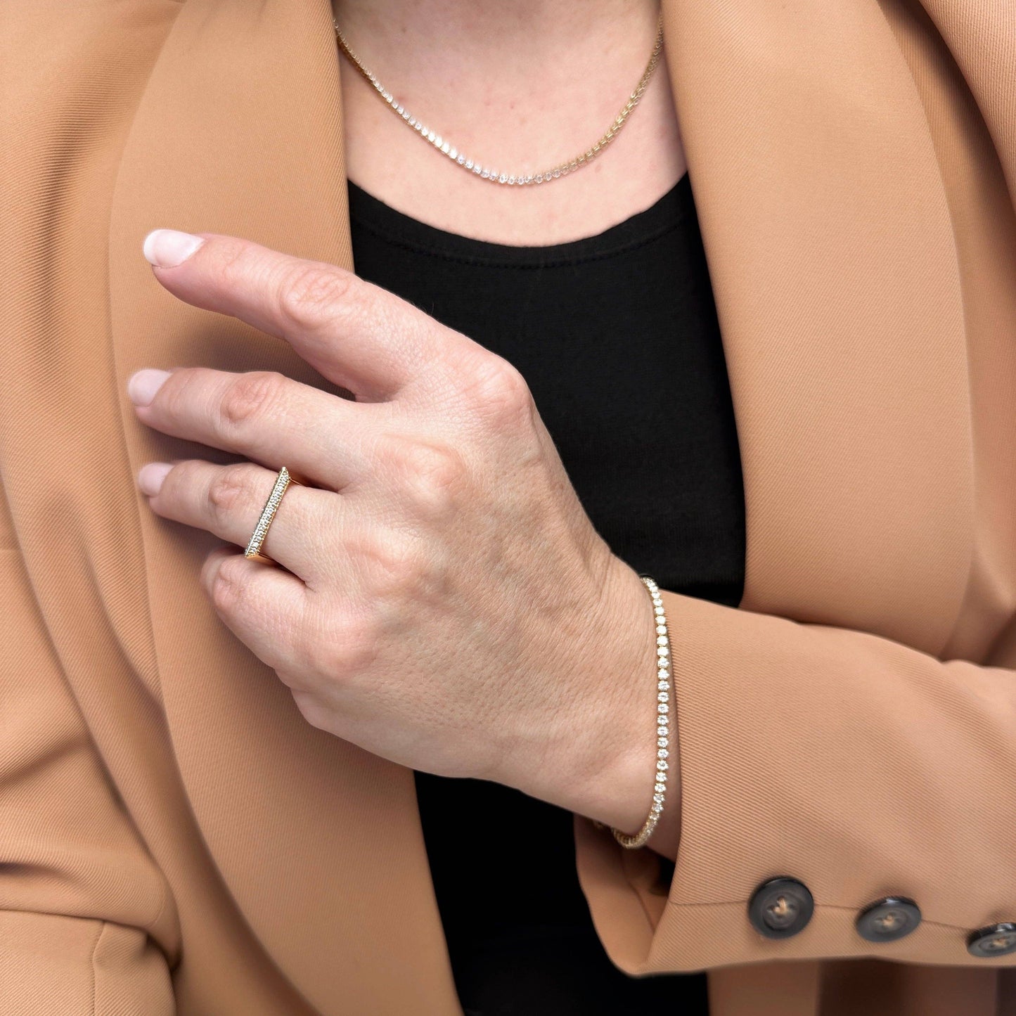 Bracelet de tennis en or 18 carats avec zircon cubique de 2 mm