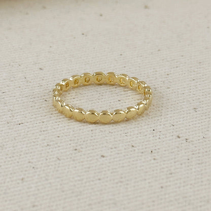 Bague à bande plate perlée en or rempli 18k