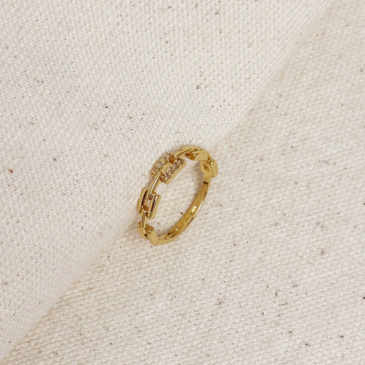 Bague CZ à maillons de chaîne en or rempli 18 carats