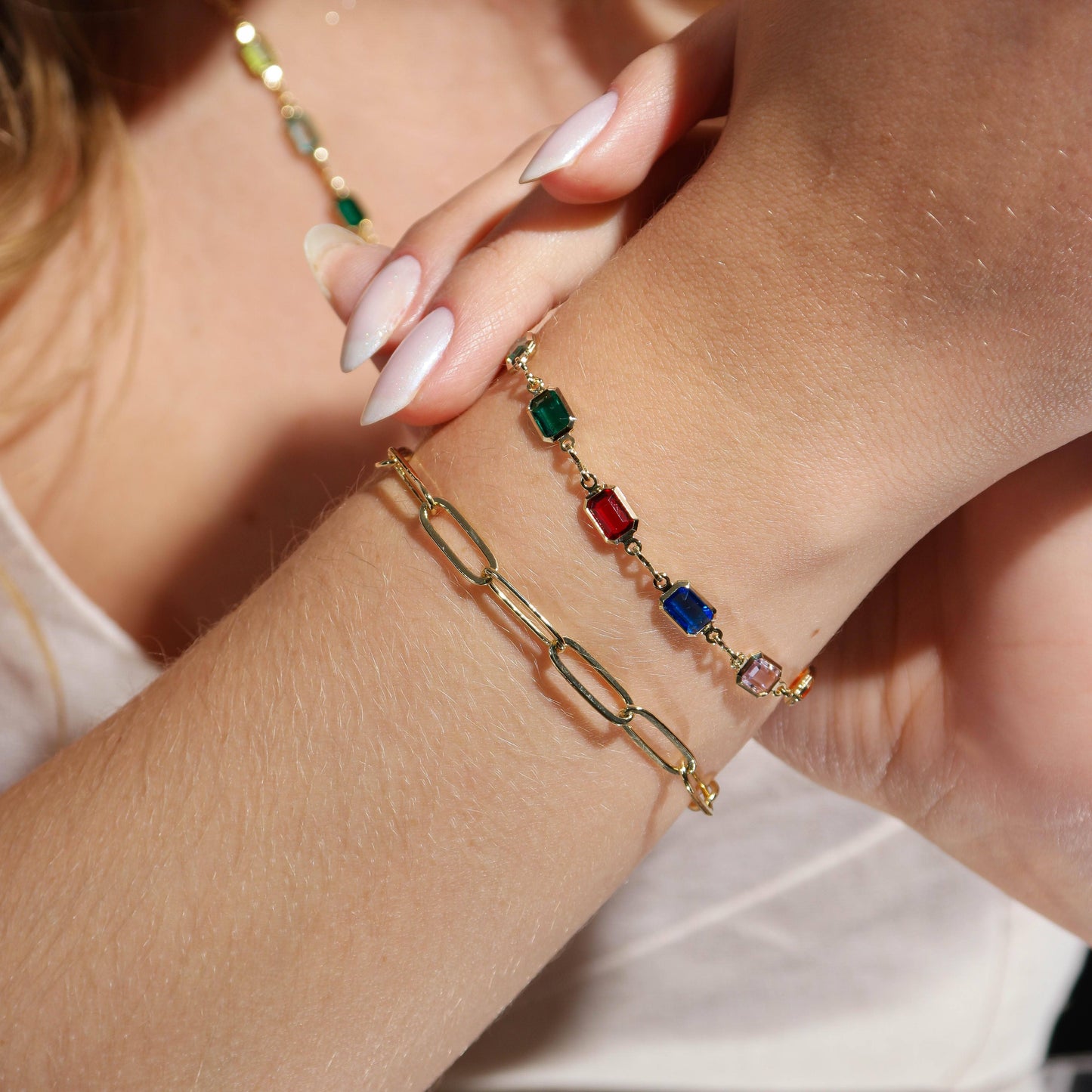 Bracelet multicolore rempli d'or 18 carats