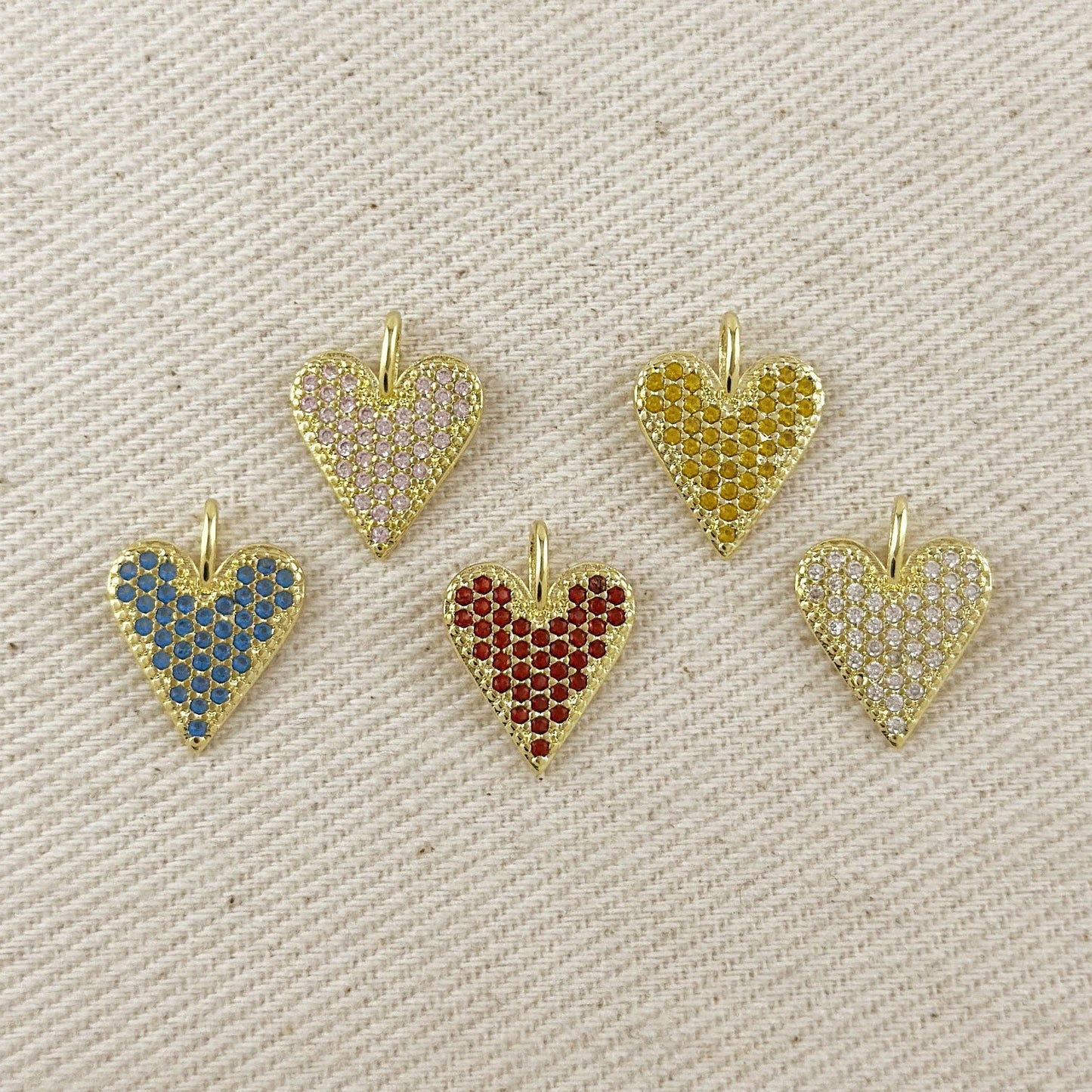 Pendentif cœur en or rempli 18K avec zircone cubique colorée