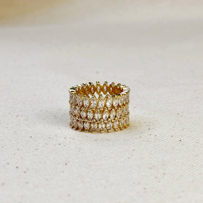 Bague Marquise Eternity remplie d'or 18 carats