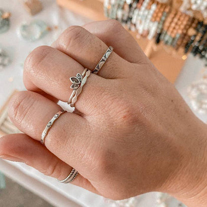 Bague Lotus en argent sterling 925 et zircons