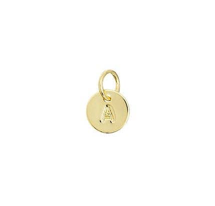 Breloque petite lettre initiale estampillée en alphabet complet rempli d'or 18 carats