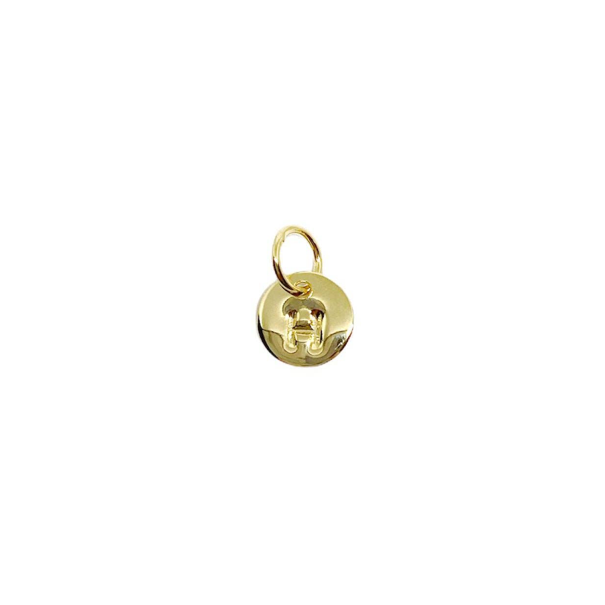 Breloque petite lettre initiale estampillée en alphabet complet rempli d'or 18 carats
