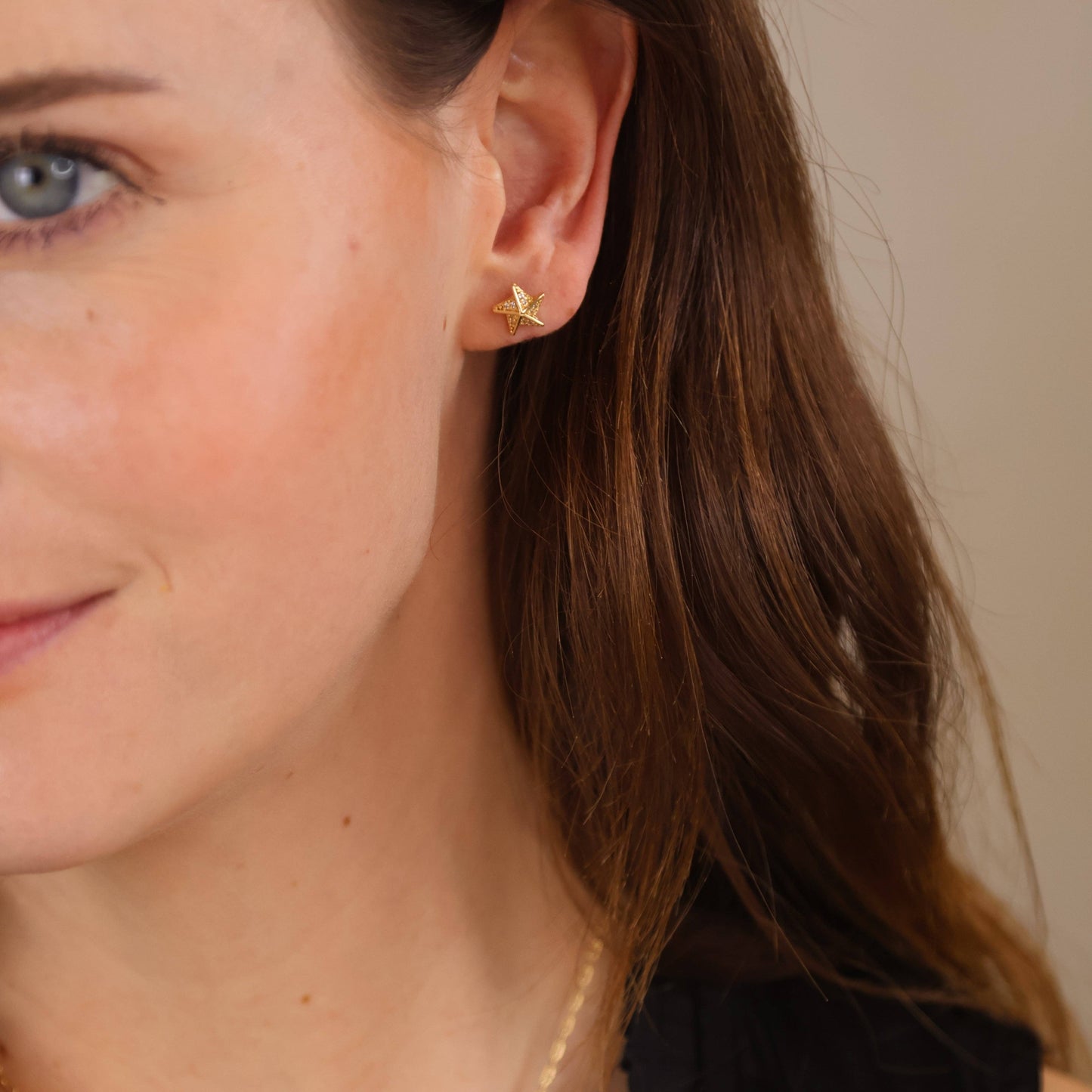 Boucles d'oreilles clous Stella a Mulinello en or rempli 18k avec CZ