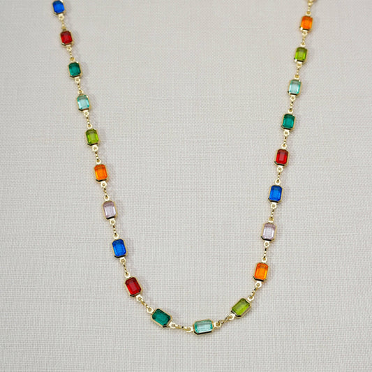 Collier multicolore rempli d'or 18 carats