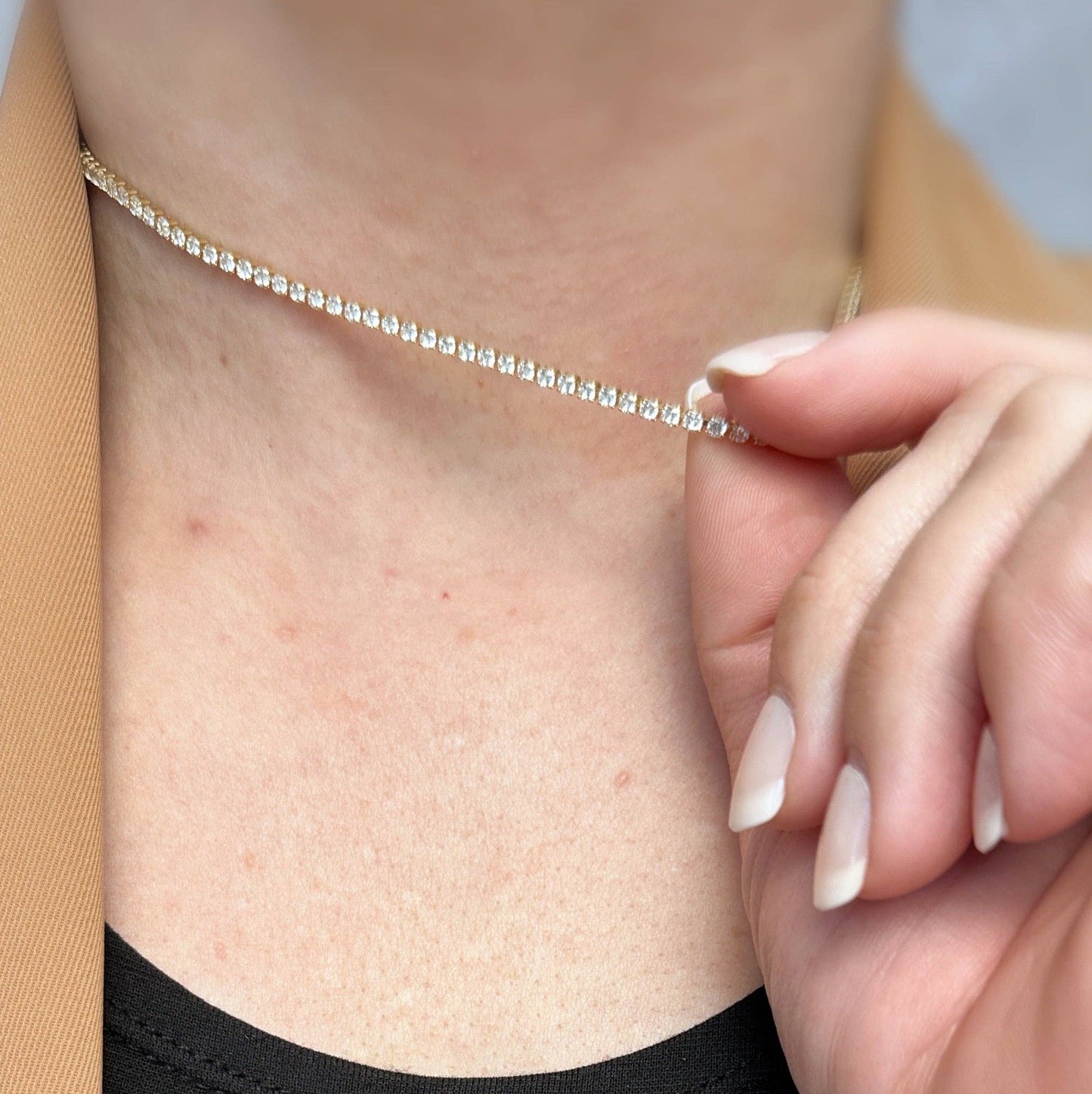 Collier de tennis en zircons cubiques de 2 mm