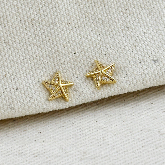 Boucles d'oreilles clous Stella a Mulinello en or rempli 18k avec CZ