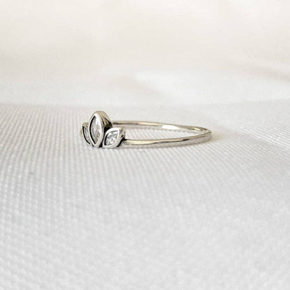 Bague Lotus en argent sterling 925 et zircons