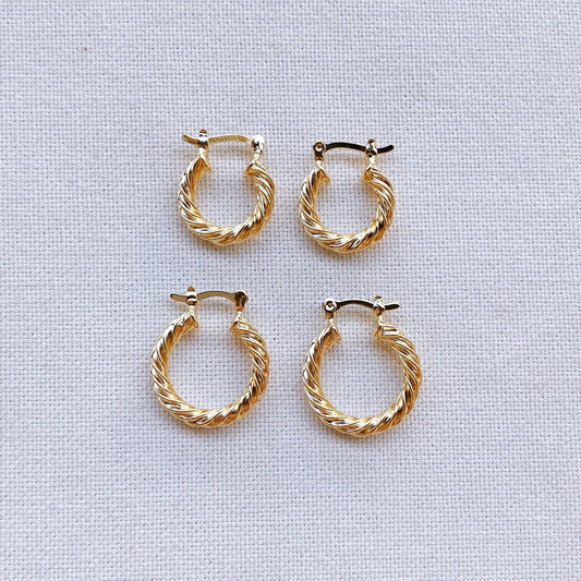 Boucles d'oreilles créoles torsadées 20 mm