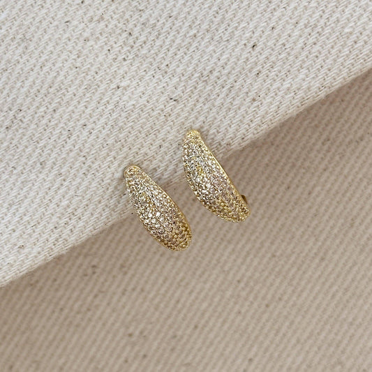 Boucles d'oreilles incurvées en micro zircone cubique remplies d'or 18 carats