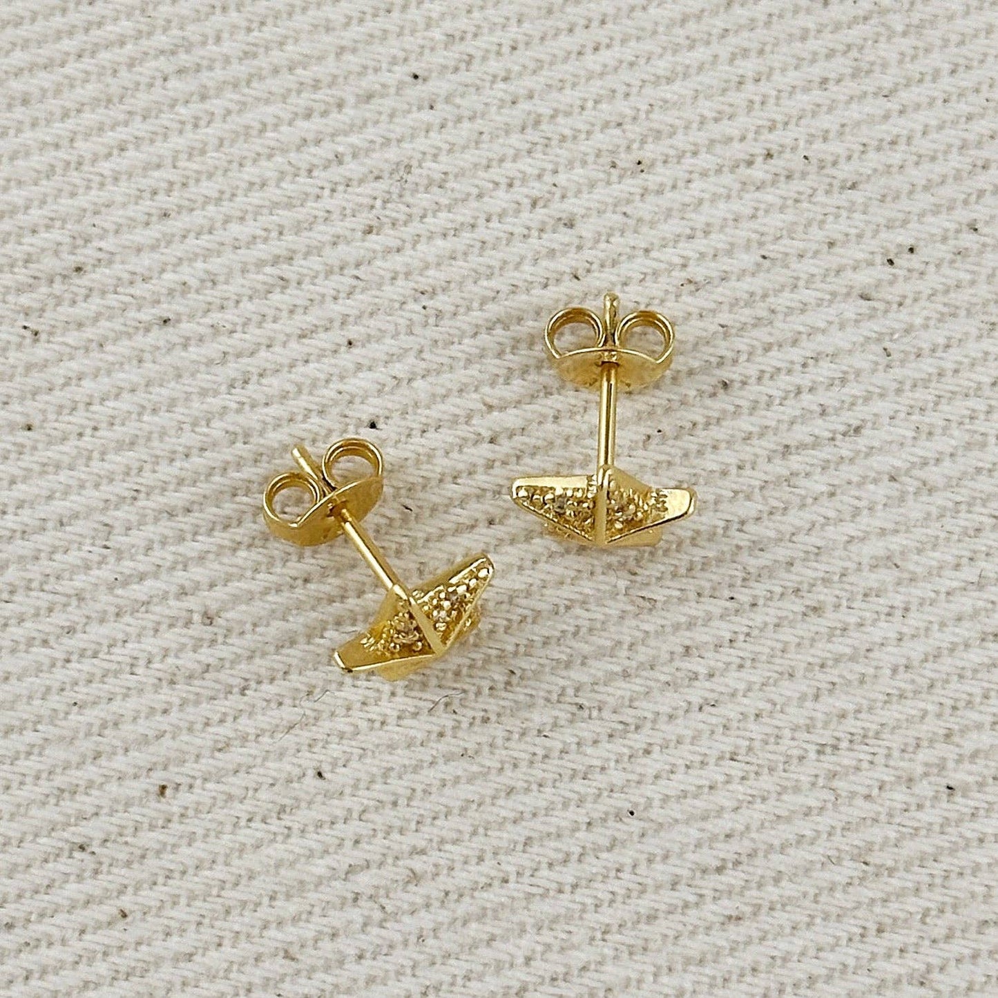 Boucles d'oreilles clous Stella a Mulinello en or rempli 18k avec CZ
