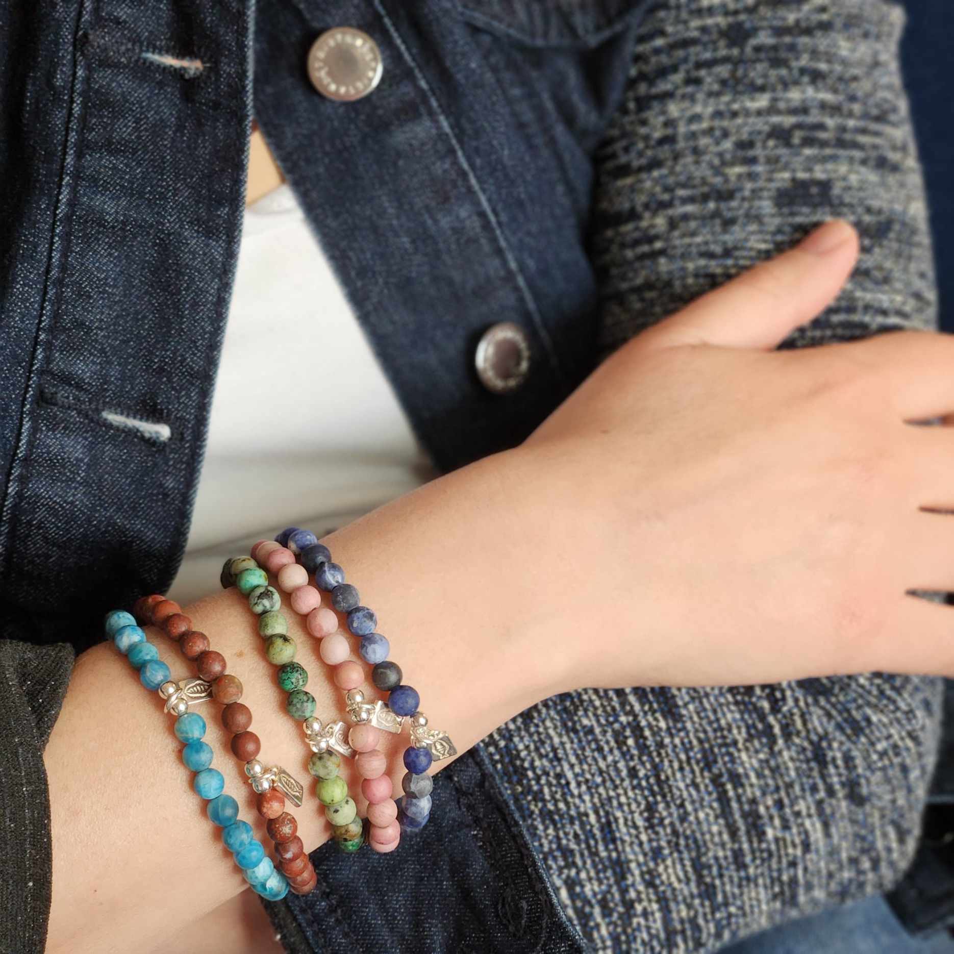 Bracelet turquoise matte et argent sterling