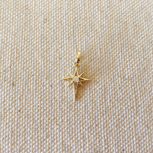 Collier avec chaîne figaro et pendentif étoile en or rempli de 18 carats et zircon cubique