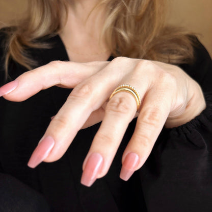 Bague Vague Empilable en Or Rempli 18k