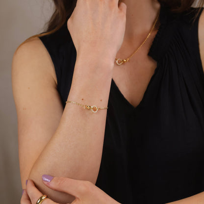 Bracelet en or rempli 18k avec maillons et zircon cubique