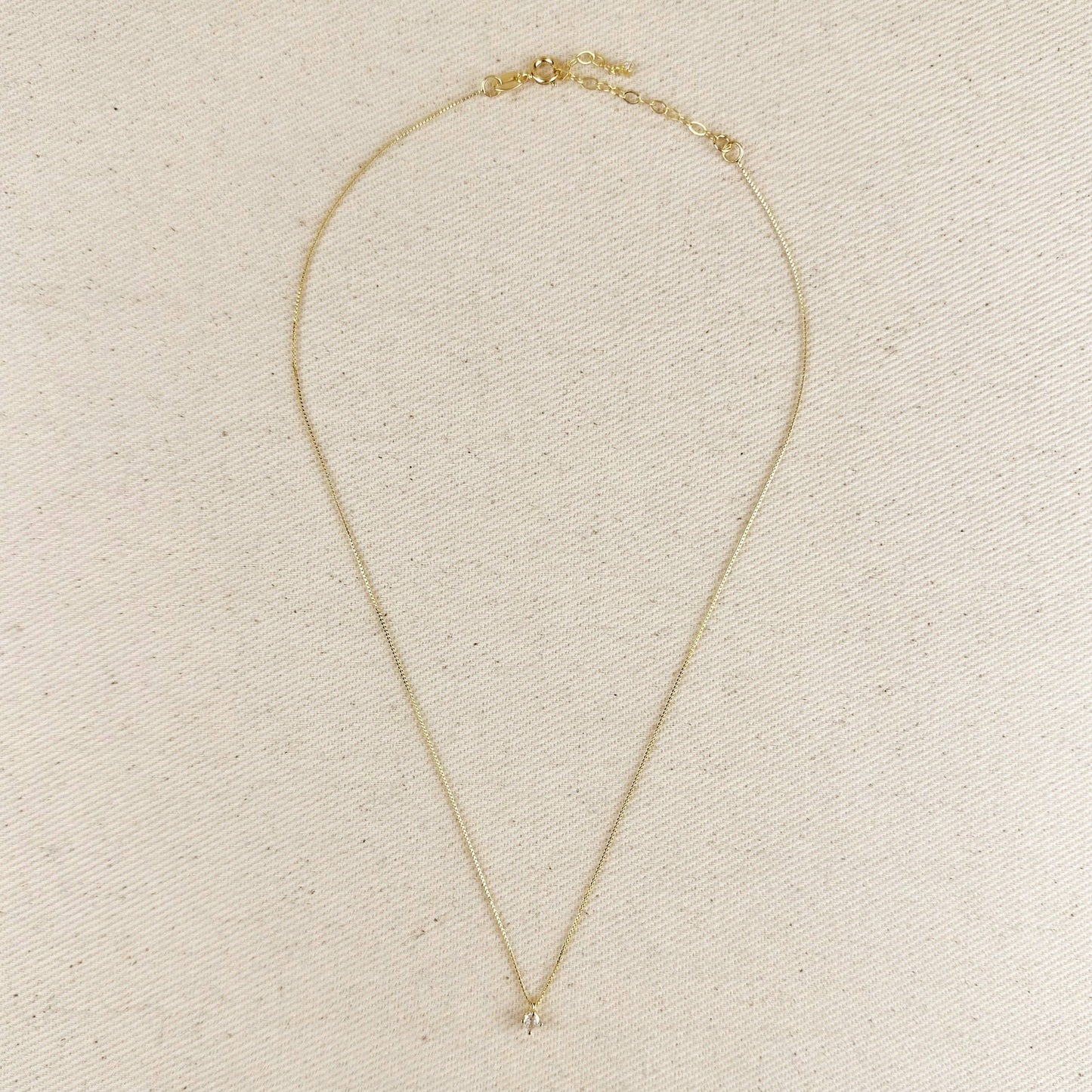 Collier Solitaire Mini CZ en Or Rempli 18k