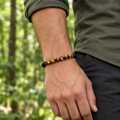 Tiger's eye and matte onyx bracelet 8mm