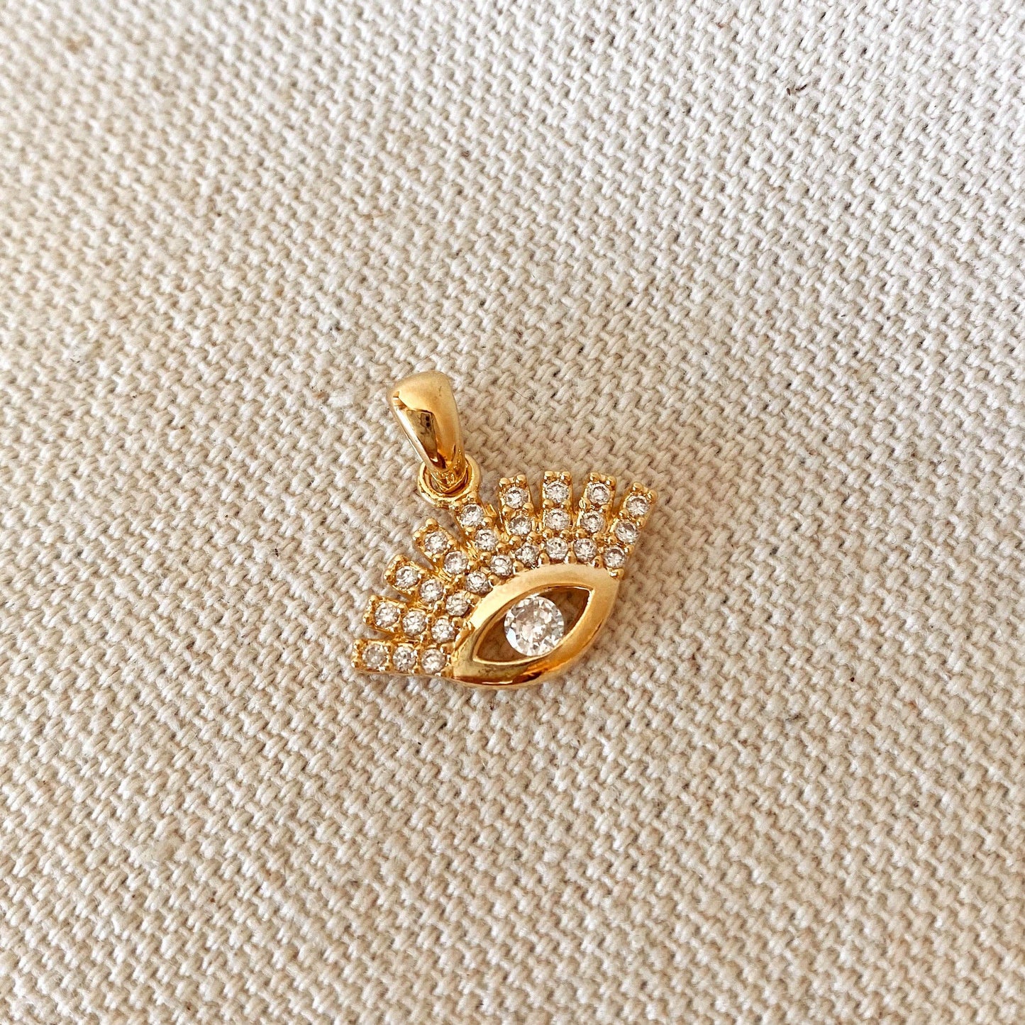 Pendentif œil protecteur délicat en zircone cubique et or 18 carats