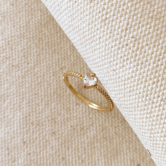 Bague empilable en forme de mini-cœur vintage en or rempli 18 carats