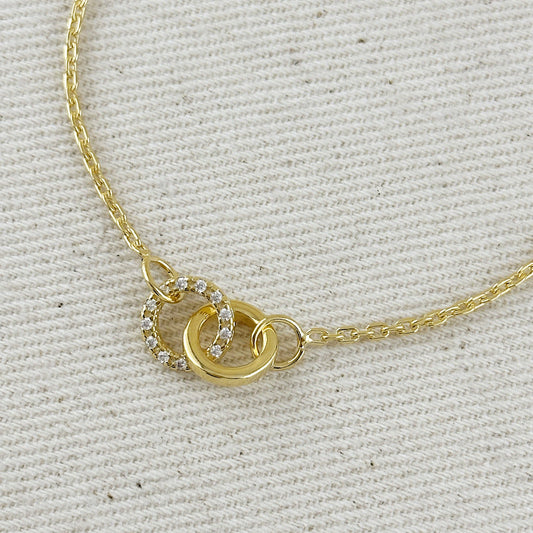 Bracelet en or rempli 18k avec maillons et zircon cubique