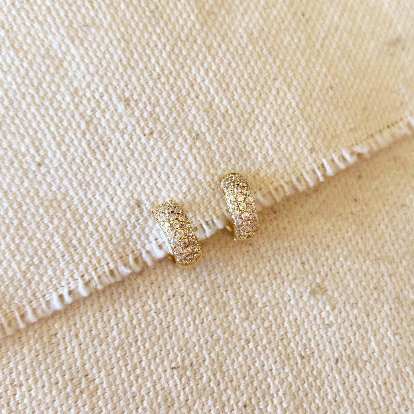 Créoles à cliquet en or 18 carats avec zircone cubique de 9,5 mm