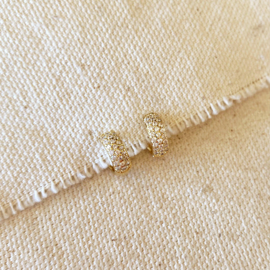 Créoles à cliquet en or 18 carats avec zircons cubiques de 9,5 mm